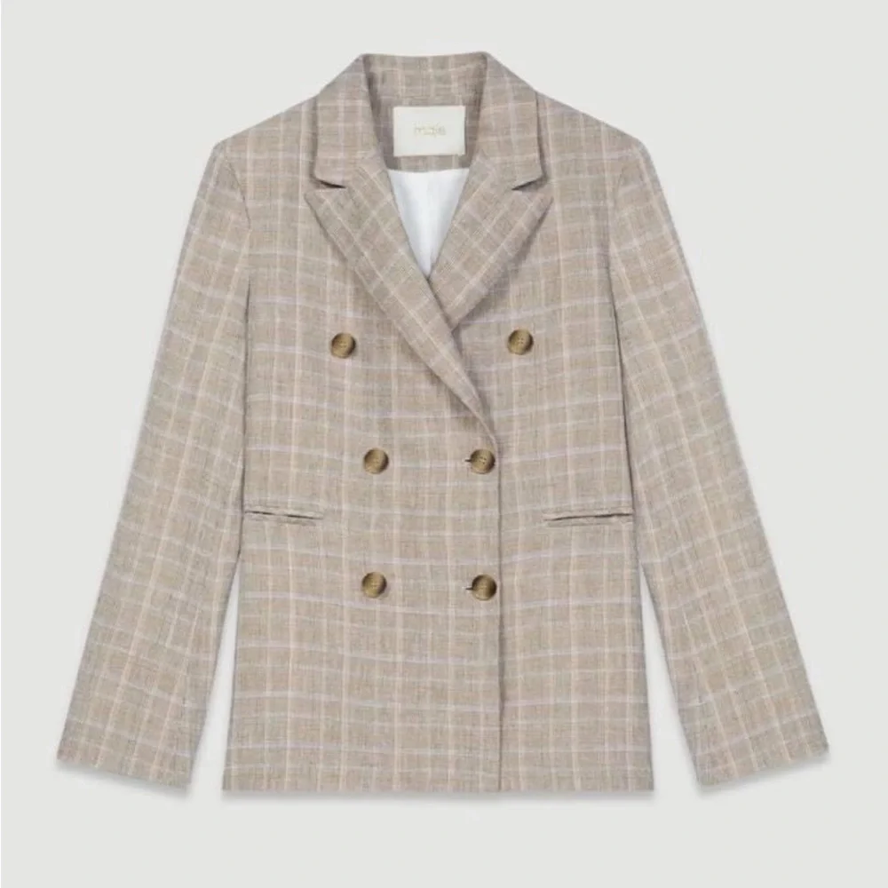 New MAJE PARIS Checked Linen Jacket in Size 6/M/38 - Picture 11 of 11